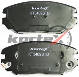 Дисковые тормозные колодки передние KORTEX KT3409STD для Hyundai Sonata, Hyundai Tucson, Kia Magentis (4 шт.)