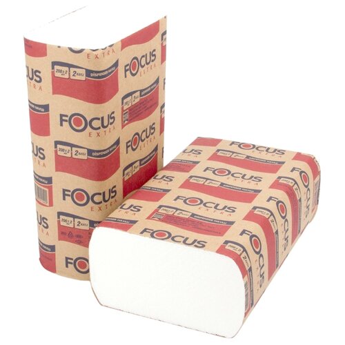 фото Полотенца бумажные Focus Extra Z-сложения белые двухслойные 5048677, 1 рул., 200 л.