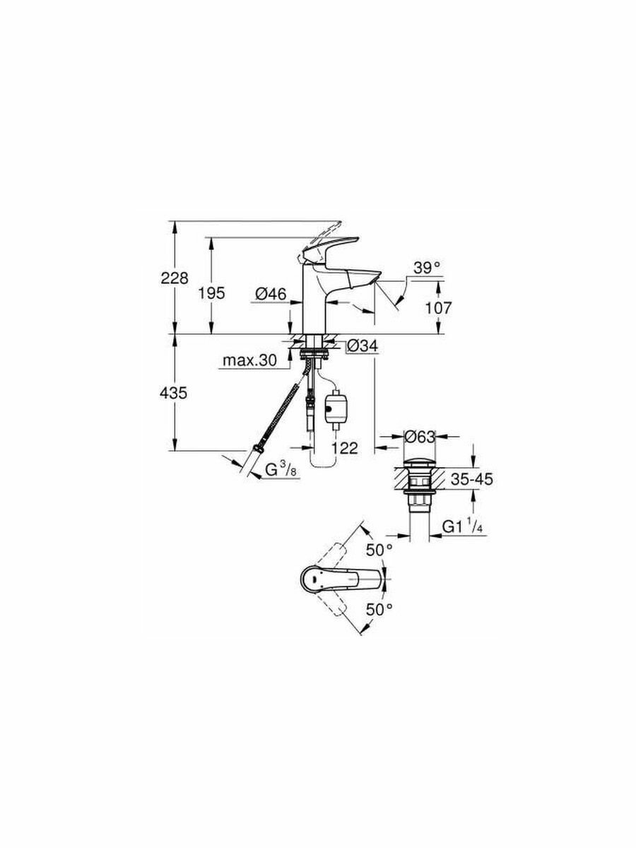 Смеситель Grohe Eurosmart 23976003 для парикмахерской - фото №11