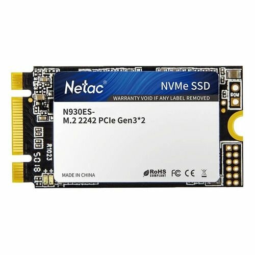SSD накопитель NETAC N930ES NT01N930ES-512G-E2X 512ГБ, M.2 2242, PCIe 3.0 x2, NVMe, M.2