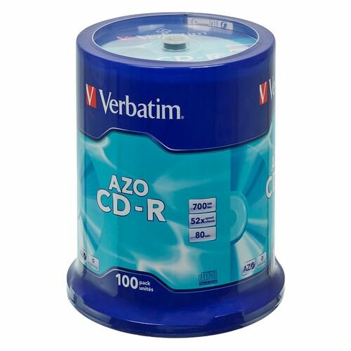 Оптический диск CD-R Verbatim 700МБ 52x, 100шт, cake box [43430]