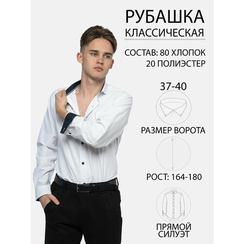 фото Рубашка imperator, размер 37 ворот/170-176, белый
