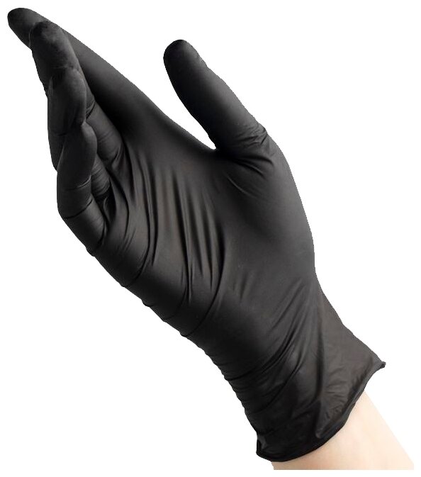 Перчатки смотровые Benovy нитриловые текстурированные на пальцах, Размер: M, Цвет: Черный