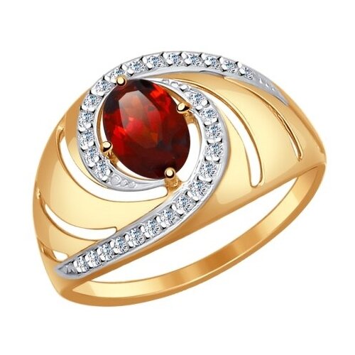 фото Кольцо из золота с гранатом и фианитами 714495 sokolov