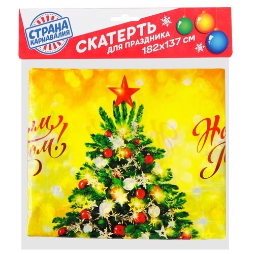 фото Скатерть страна карнавалия с новым годом! ёлочка 2279957, 180х137 см, белый/желтый