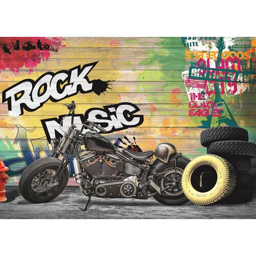 Моющиеся виниловые фотообои Мотоцикл Rock music, 370х265 см