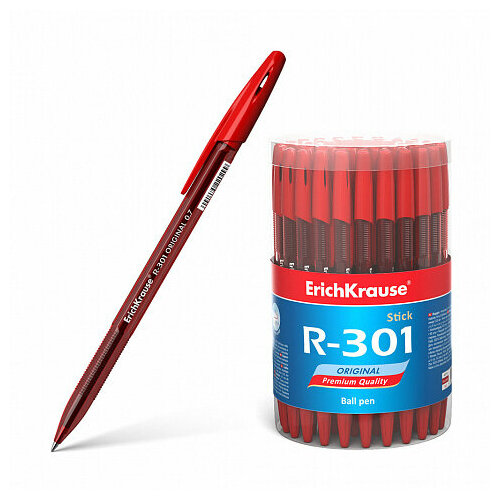 Ручка шариковая Erich Krause R-301 Original Stick узел 0.7мм, чернила красные 46774