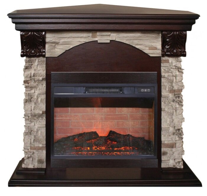 Элегантный камин для дома электрический Real-Flame Dublin ROCK Corner STD/EUG/24 AO с очагом Irvine 24