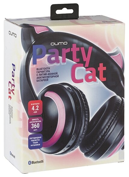 Беспроводные наушники Qumo Party Cat, black - фото №2