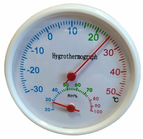 Термометр - гигрометр, диаметр 65 мм, цвет белый