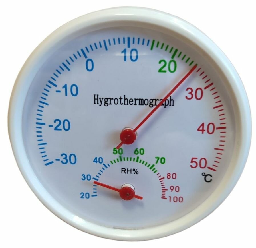 Термометр - гигрометр диаметр 65 мм цвет белый