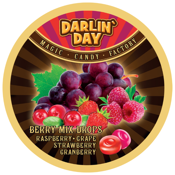 Карамель леденцовая DARLIN'DAY Berry mix со вкусом малины, винограда, клубники, клюквы 180 г 