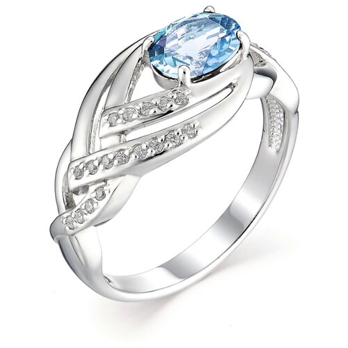 фото Алькор кольцо с топазом и фианитами из серебра 01-0845-00тб-00, размер 18.5
