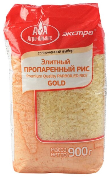 Рис Пропаренный GOLD "Агро-Альянс Экстра" 900г - фотография № 3