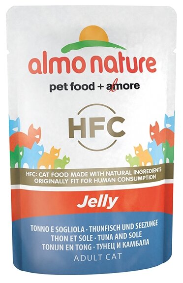 Almo Nature Паучи Тунец и Камбала в Желе для кошек (HFC - Jelly - with Tuna and Sole) 5041, 0,055 кг