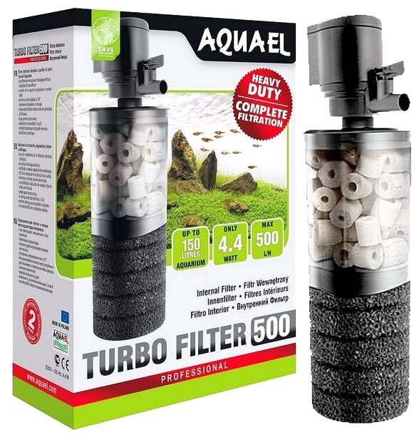 Фильтр внутренний AQUAEL TURBO FILTER 500 для аквариума до 150 л (500 л/ч, 4.4 Вт, h = 70 см) - фотография № 4