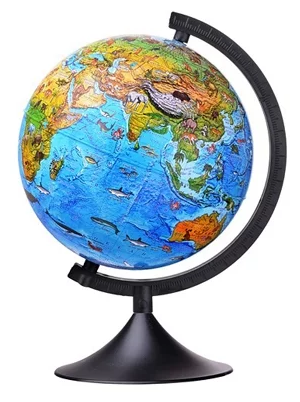 Глобус зоогеографический Globen Детский Классик 210 мм (К012100204), черный