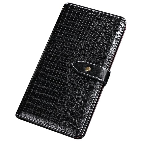 фото Чехол-книжка mypads для redmi note 9s / redmi note 9 pro / pro max с фактурной прошивкой рельефа кожи крокодила с застежкой и визитницей черный