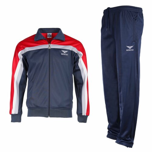 Костюм , олимпийка и брюки, силуэт прямой, карманы, размер 50, синий, красный