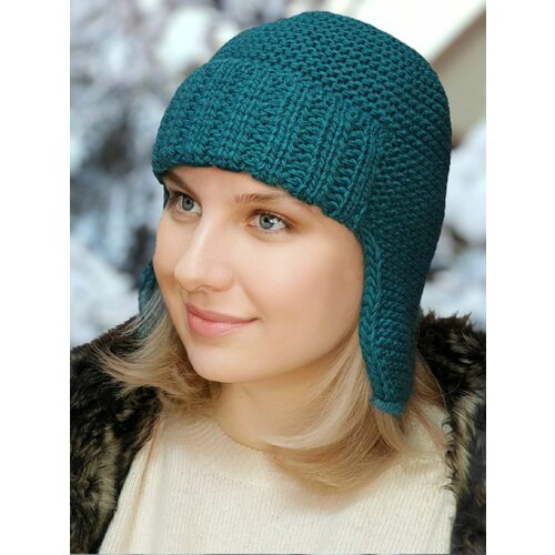 фото Шапка ушанка luchiorado, размер 56/58, зеленый