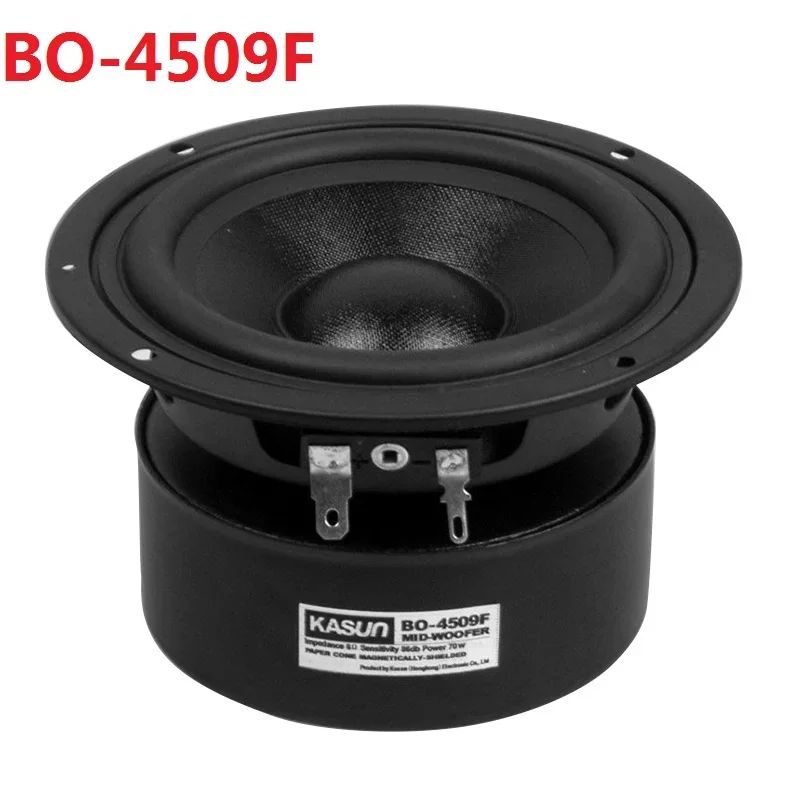 Kasun BO-4509F 4-дюймовая домашняя аудиодинамическая колонка с черным тканевым конусом, экранированным от магнетизма, мощностью 8 Ом 70 Вт, диаметром 116 мм