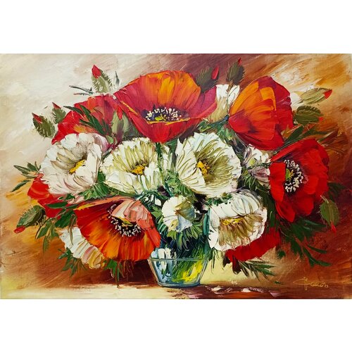 Картина маслом на холсте. Живопись. 100% ручная работа. Художественная мастерская Грёзы. Маки. Размер картины 50х70 см.