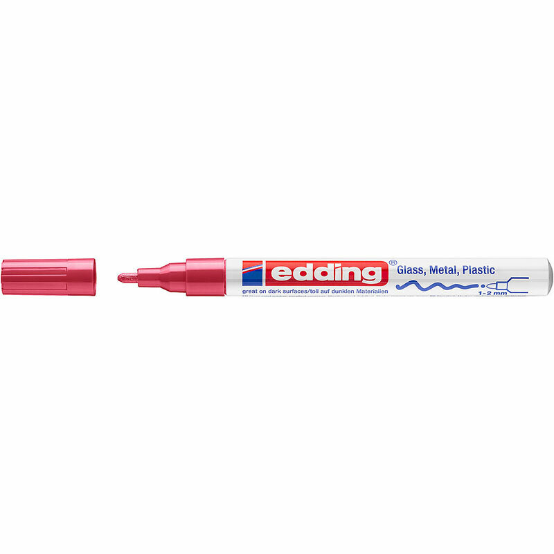 Маркер промышленный Edding E-751/2 для универсальной маркировки (металл, стекло, пластик, дерево, картон, керамика) красный (1-2 мм) 1 шт.