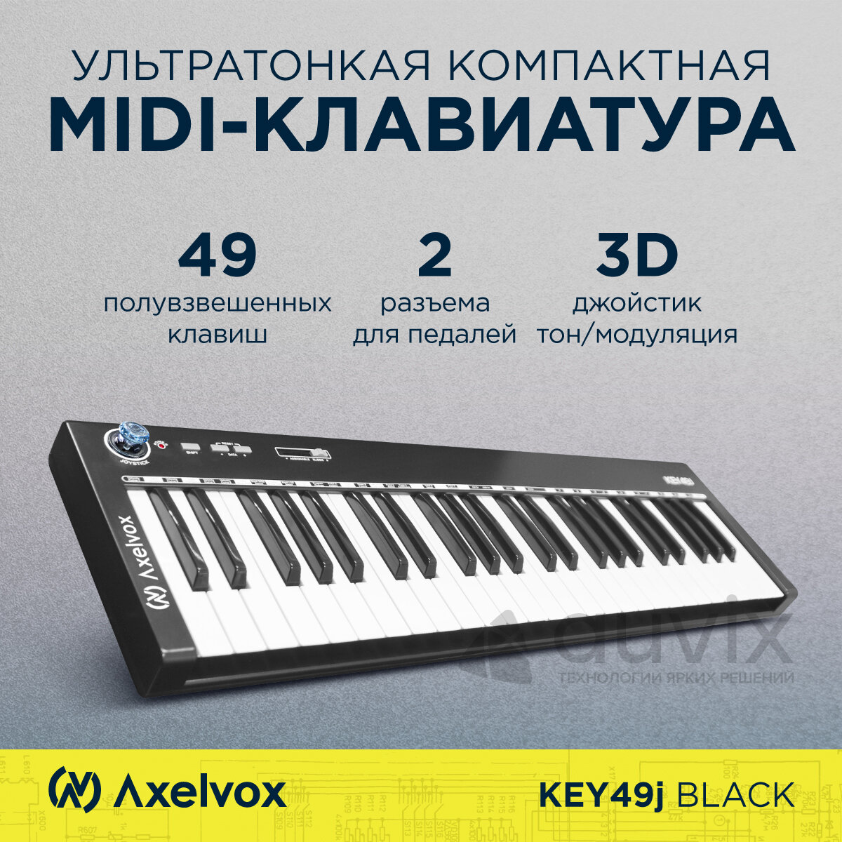 MIDI-клавиатура 49 клавиш, USB, с совместим с Windows XP / Vista и Mac OS X (AX-1973K) KEY49j Black
