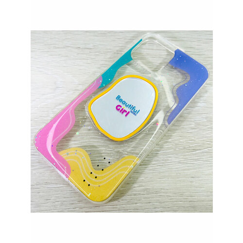Чехол Мобильная Мода для iPhone 12 Pro Накладка силиконовая прозрачная с зеркалом и детским рисунком