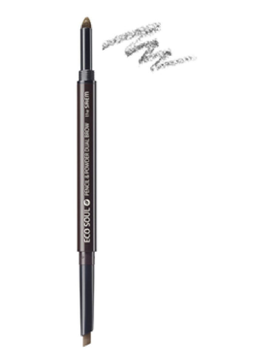 Карандаш-пудра для бровей The Saem Eco Soul Pencil & Powder Dual Brow №03. black gray 0,5g