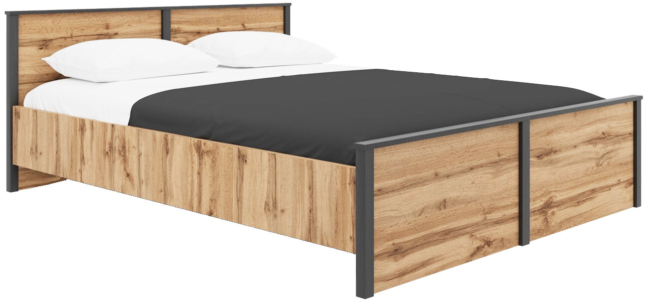 LOFT кровать LOZ160х200 (Дуб вотан/ Черный)