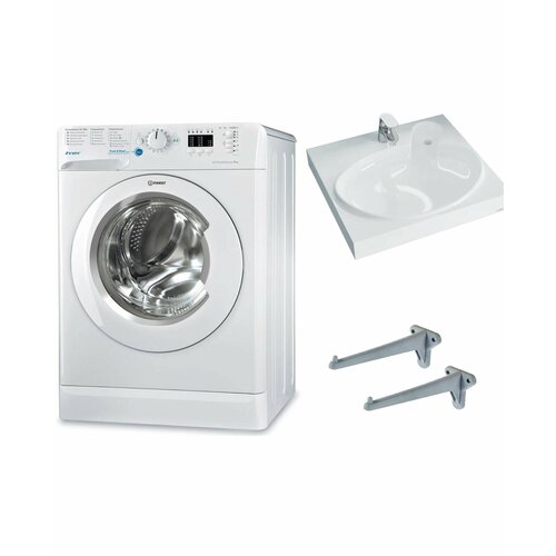 Стиральная машина Indesit BWUA 51051 L B и раковина Сатурн 55 над стиральной машиной 3550000₽