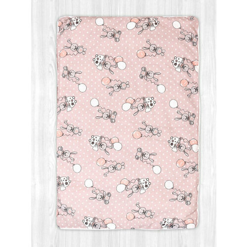 Подушка для малыша, бязь 40*60*2 см ПД46 зайки с шариками.