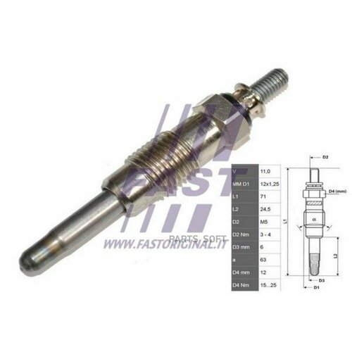 FAST FT82710 Свеча накала fiat ducato 94 19td 3116₽