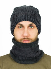 Комплект бини Kamukamu Комплект зимний с искусственным мехом шапка + шарф цвет серый