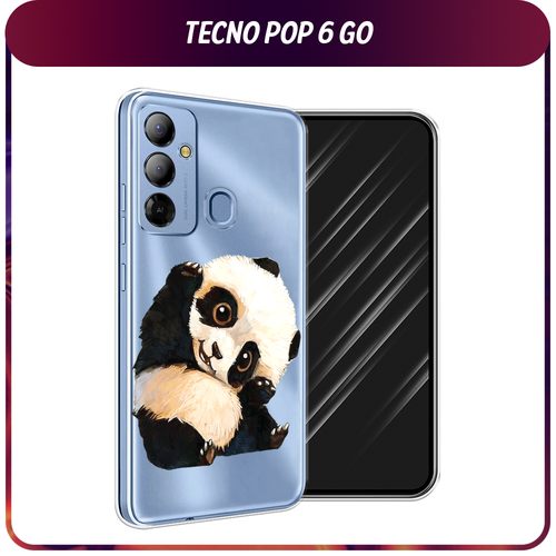 Силиконовый чехол на Tecno Pop 6 Go / Текно Поп 6 Гоу Большеглазая панда, прозрачный силиконовый чехол на tecno pop 6 go текно поп 6 гоу синяя снежная гора прозрачный