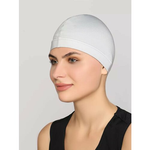 Шапочка для бассейна, водных видов спорта и плавания из микрофибры без логотипа (светло-серый) 57-60