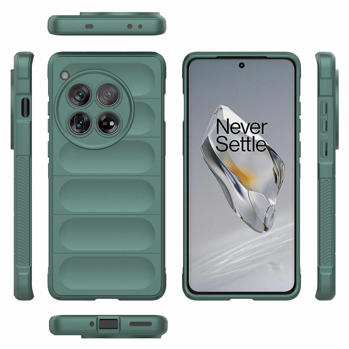 Противоударный чехол Flexible Case для OnePlus 12 зеленый — фото 1