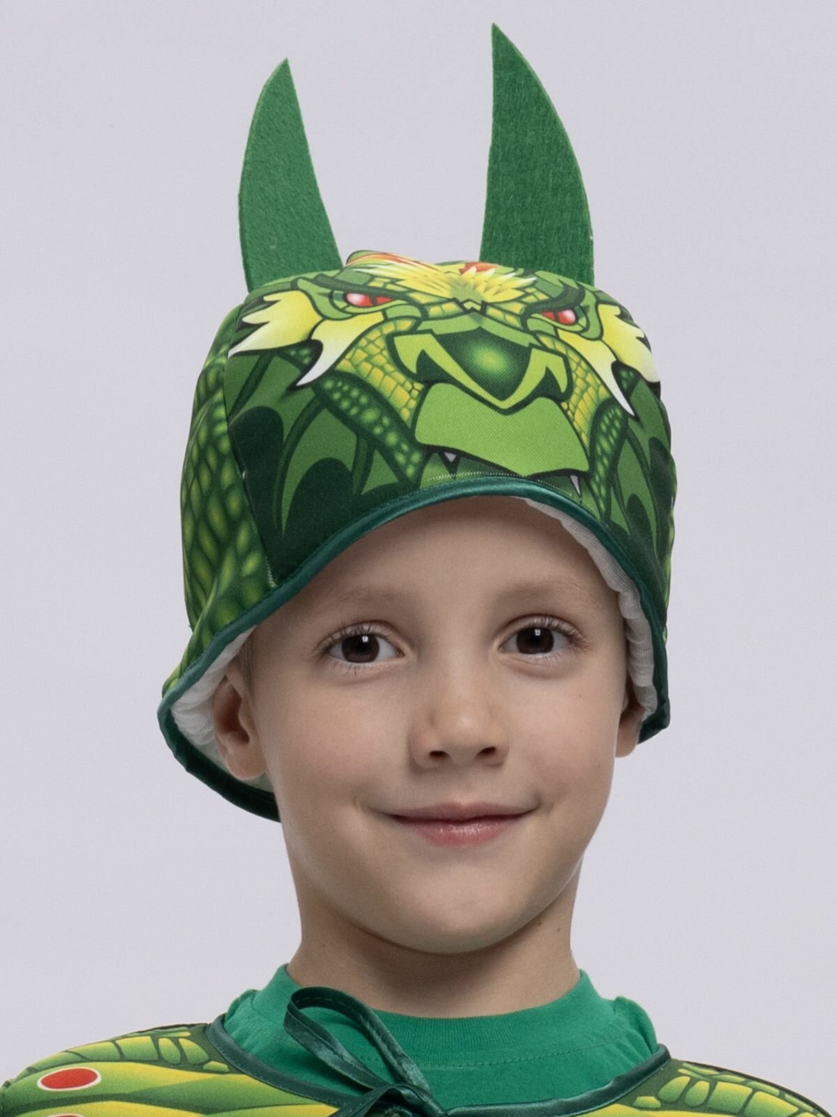 Детская карнавальная шапочка Зеленый Дракон (размер 104-134)