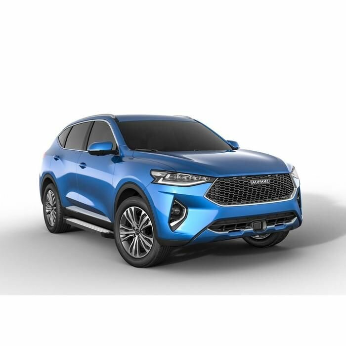 Пороги алюминиевые с площадкой "SILVER" (арт. F180AL.9403.1) HAVAL F7x 2019- н. в.