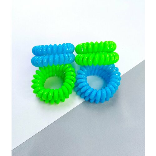 Пружинки для волос YKA, 8 штук, цвета салатовый и голубой