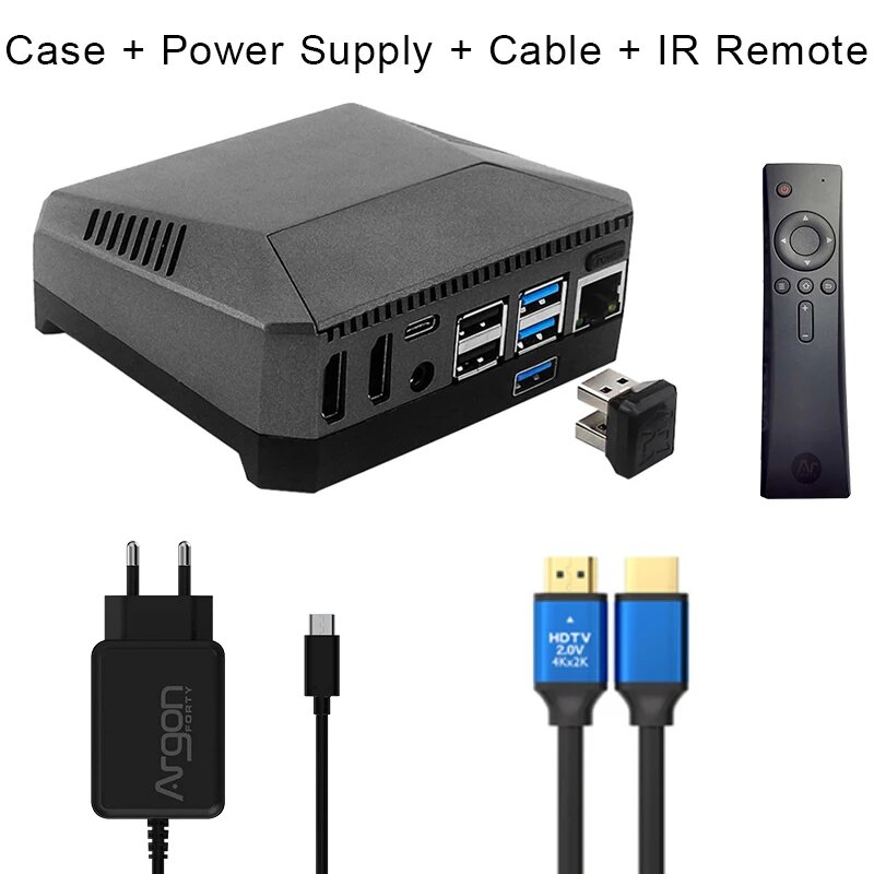 Микрокомпьютер Raspberry Pi 4, алюминиевый корпус, SSD, SATA M2, USB3.0, HDMI, в ассортименте, Option 8