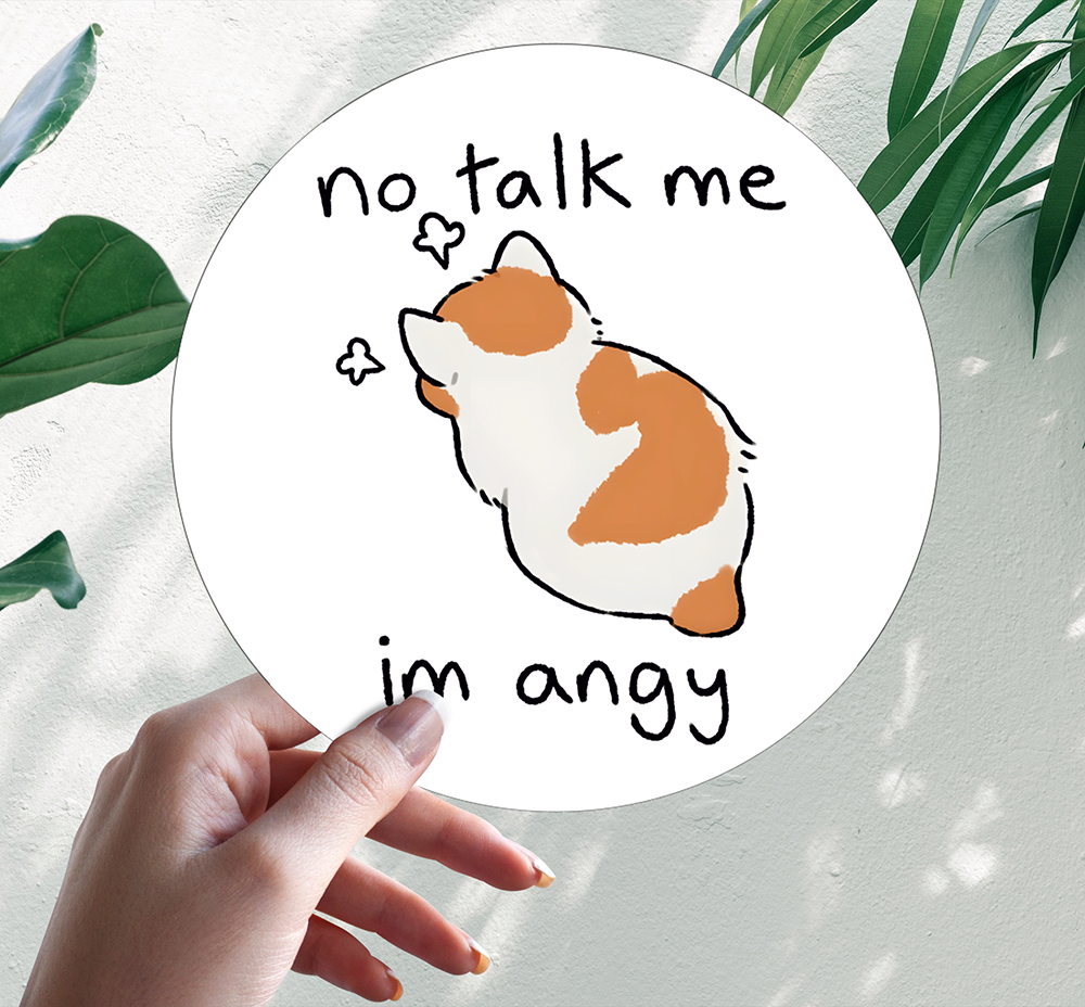 Наклейка No talk me im angy Сердитый кот кошка 20см