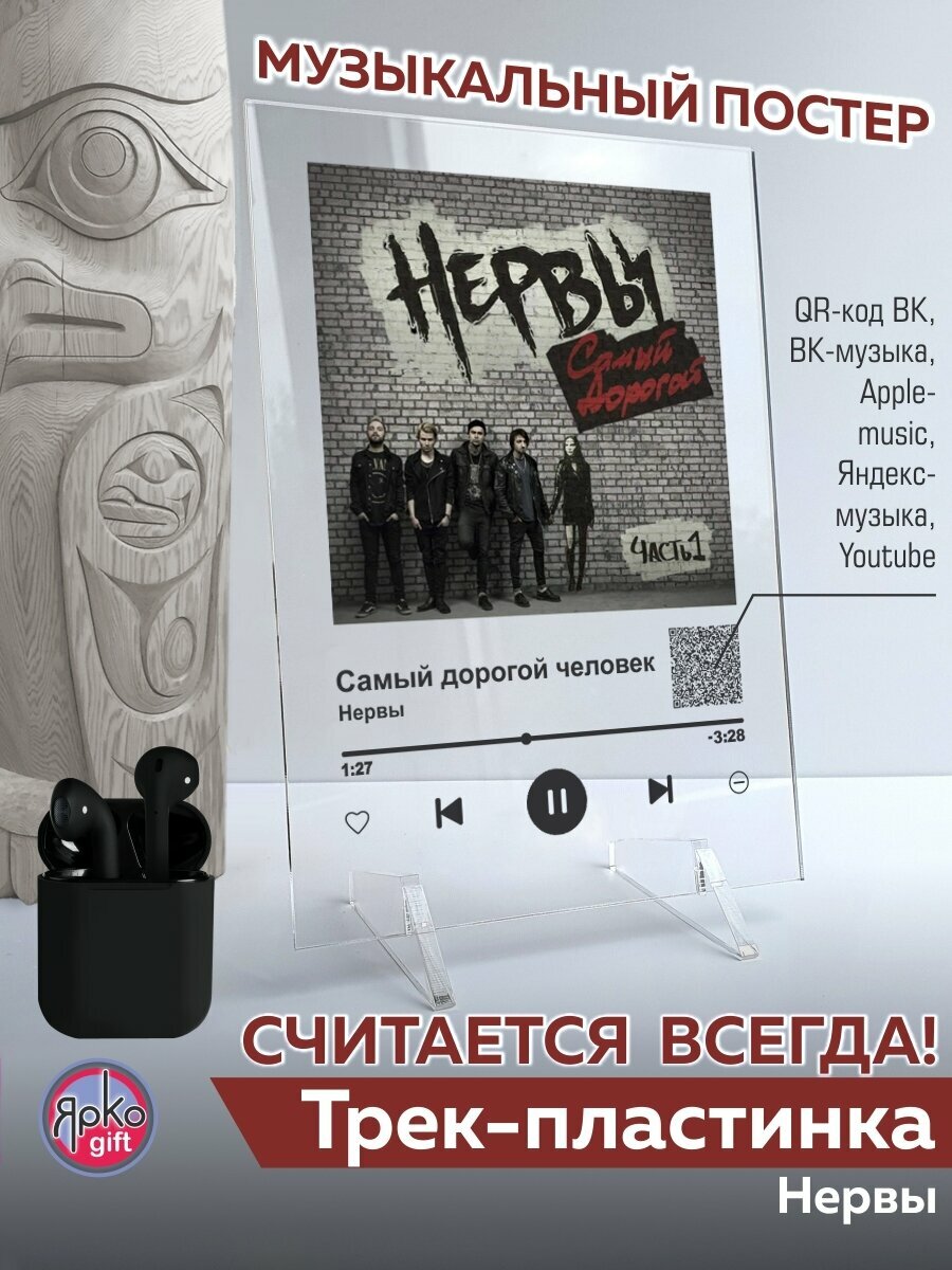 Нервы - Самый дорогой человек Spotify-постер 14х20 см/ музыкальная трек-пластинка/ постеры картины для интерьера на стекле/ спотифай сувенир подарок