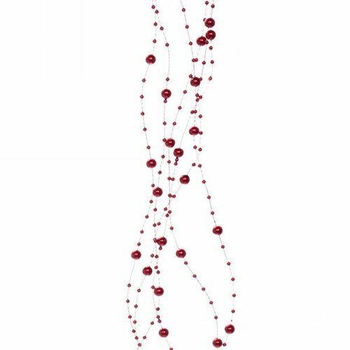 Бусы на ёлку 2м «Роса» d-7,5мм, Рубин красный