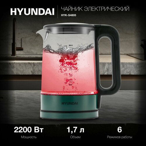 Чайник электрический Hyundai HYK-S4805 темно-зеленый 2890₽