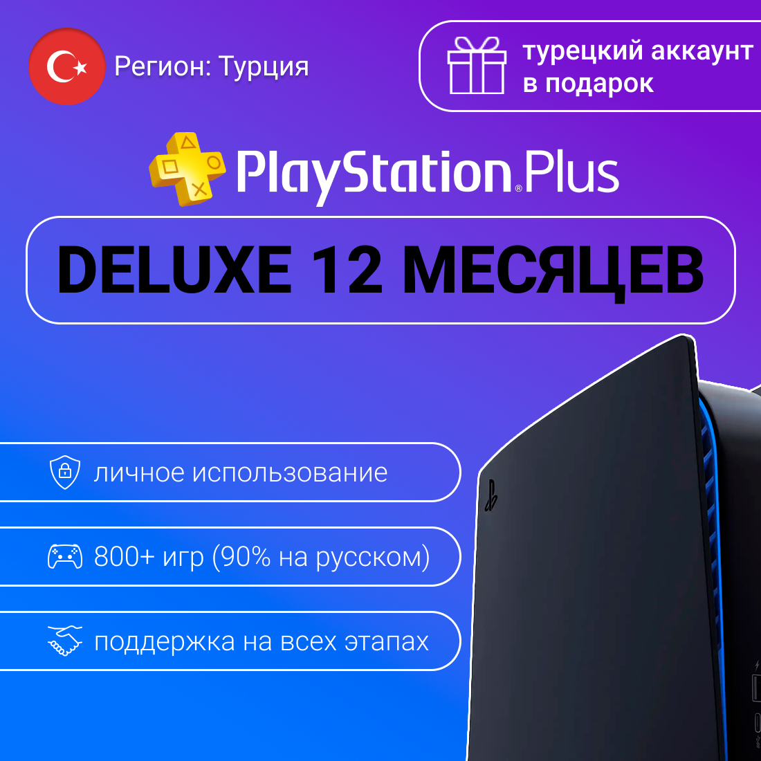 Подписка PS Plus DELUXE на 12...