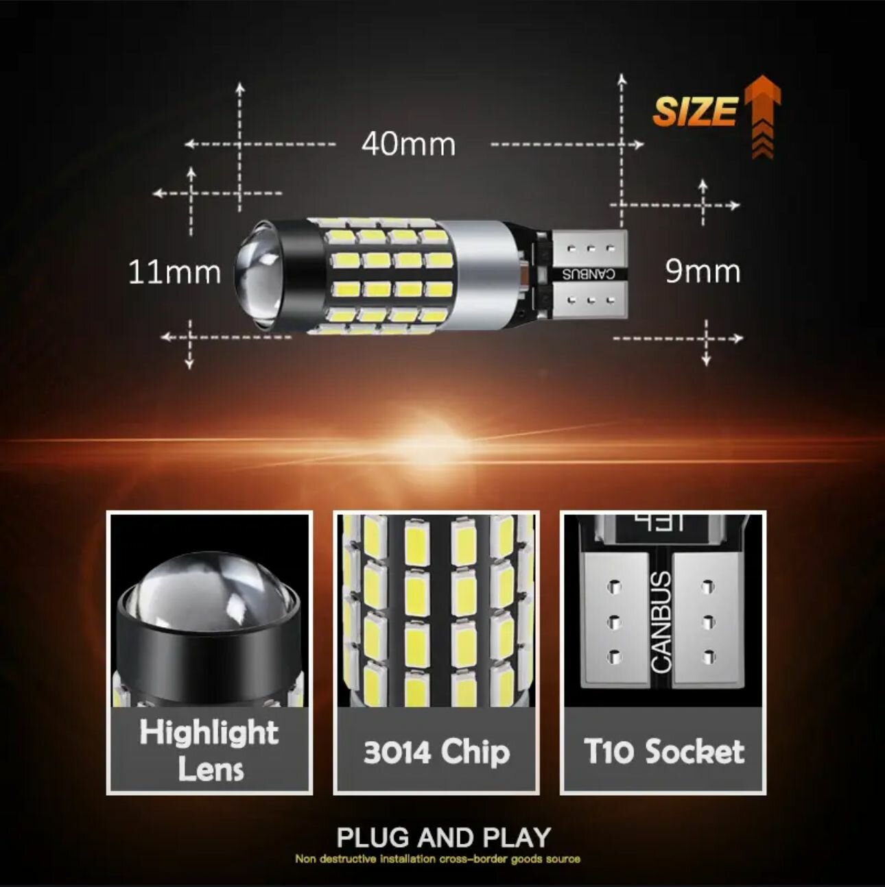 Картинки Т10 w5w +120% светодиодная биполярная авто лампа с обманкой, 12-24 в передние габариты Кия, Хендай, Шкода / подсветка салона / номера / задний ход, (2шт) цвет белый