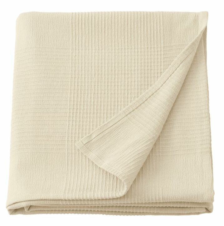 Покрывало IKEA INDIRA 705.810.57, 230x250 см, натуральный / небеленый хлопок
