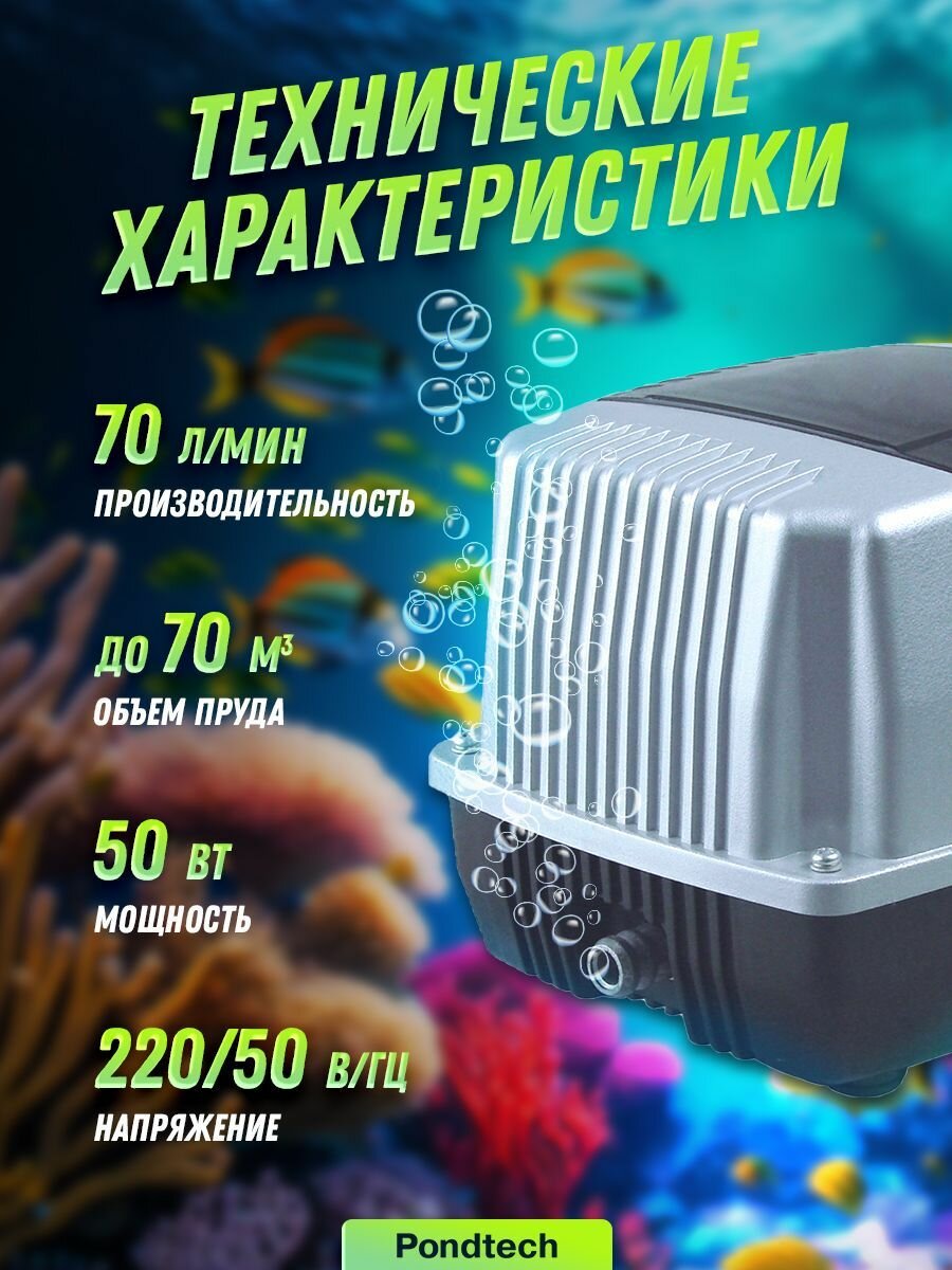 Аэратор для пруда, компрессор для пруда, септика, Pondtech A 70 — фото 1